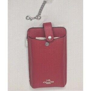 Coach North South Phone Crossbody In Crossgrain Leather - Candy Apple (red), NWT